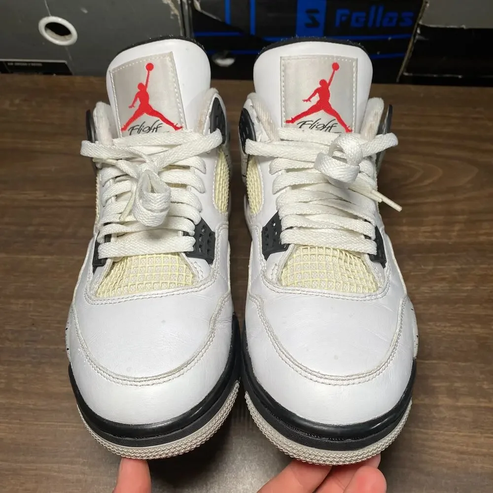 Mens Air Jordan 4 Retro OG White Cement Size 8 Basketball Shoes (840606-192)